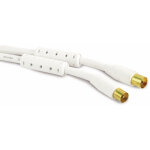 C�ble d'antenne s - impuls, 3 m, filtre antiparasites, blanc, plaqu� or, 100 db