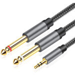 Vurahome - c�ble audio 3. 5mm vers double 6. 35mm 2m, 6. 35 m�le vers 3. 5 m�le mono y splitter jack ...