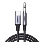 Cble audio stro aux mini jack 3, 5 mm - usb - c pour tlphone tablette 1m noir