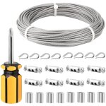 Cable inox 3mm, 30m / 3mm corde en acier inoxydable, cable en acier rev�tu avec serre - c�bles, m3 manchons, ...