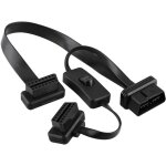 C�ble obdii, adaptateur m�le de c�ble d'extension plat pour s�parateur obdii 16 voies m�le � double femelle ...