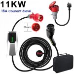 C�ble de recharge type 2 16a 11kw ip67 triphas� 6m portable 1adaptateur junsun