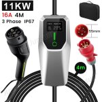 C�ble de recharge type 2 16a 11kw triphas� 4m portable pour tesla bmw junsun