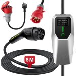 Cble de recharge type 2 16a 11kw triphas 8m portable 1adaptateur junsun