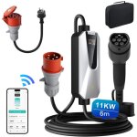 C�ble de recharge pour v�hicule �lectrique triphas� app 6 - 16 a 3, 5 / 11 kw portable 6 m pour tesla, ...