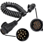 C�ble spirale 13 broches - c�ble de remorque 12 v - rallonge 3 m - fiche de remorque 13 broches vers ...