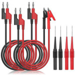 C�bles de test de multim�tre avec sondes de multim�tre pince crocodile fiche banane 4mm pour multimetre ...