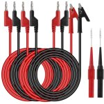 Cables de test de multim�tre avec sondes de multim�tre pince crocodile fiche banane 4mm pour multimetre ...