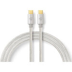 Cable usb usb 20 usb c male usb c male 100 w 480 mbps plaque or 200 m rond tresse nylon argent boite ...