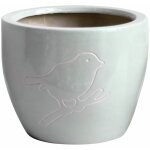 Cache pot bird gris en terre cuite 22 cm