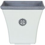 Cache - pot blanc et bleu carr 32 x 32 x 31 cm pot de fleurs elgant en fibre d'argile au design traditionnel ...