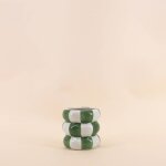 Cache pot en c�ramique � damiers vert / blanc 10cm