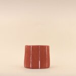 Cache - pot en ciment terracotta lignes blanches 15cm