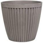 Beliani - cache - pot gris taupe en pierre et polyrésine 36 cm diamètre à rayures verticales poka Beliani - cache - pot gris taupe en pierre et polyrésine 36 cm diamètre à rayures verticales poka