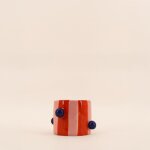 Cache pot ray� rose / orange avec perles 15cm