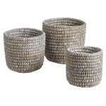 Cache pot rond en jonc de mer( lot de 3)