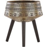 Cache - pot support plantes dor� vieilli avec 3 pieds en bois 36 cm de diam�tre peint � la main pour ...