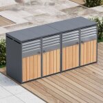 Cache - poubelles 4 compartiments avec couvercle � v�rins, portes ventil�es, acier galvanis�, verrouillable, ...