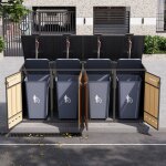 Cache poubelle ext�rieur 4 places, 4 x 120 - 240 l, avec trous de ventilation, compartiments de rangement, ...