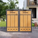Cache - poubelle ext�rieur abri de rangement pour 2 poubelles (120l - 240l) - 132x84. 5x118 cm, doubles ...