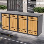 Cache - poubelle ext�rieur abri de rangement pour 4 poubelles (120l - 240l) - 264x84. 5x118 cm, doubles ...