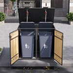 Cache poubelle ext�rieur double, 2 x 120 - 240 l, avec trous de ventilation, compartiments de rangement, ...