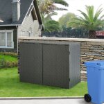 [en. casa] - cache poubelle widnau pour 2 conteneurs avec revtement polyrotin 111 x 148 x 80 cm