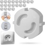 Cache - prise b�b� sans adh�sif, 20 pi�ces, en blanc, convient aux prises schuko de type f, s�ret� enfants, ...