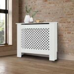 Cache - radiateur chauffage moderne - 78x19x82cm - blanc �tag�re en bois mdf housse d�corative robuste ...