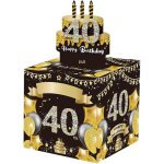 Cadeau anniversaire 40 ans tirelire or noir bo�te argent surprise festive, c�l�brer jalon important �l�gance ...