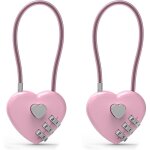 Cadenas � c�ble cod�, 2 pi�ces ? cadenas num�rique ? alliage de zinc ? rose ?