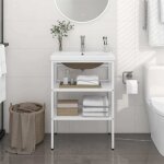 Cadre de lavabo de salle de bain vasque � encastrer blanc fer vidaxl