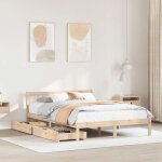 Cadre de lit 120x190 cm avec 2 tiroirs en bois de pin massif et sommier � lattes - lit sans matelas