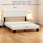 Lit 90�200 cm, rembourr� avec sommier � lattes et t�te capitonn�e, cadre de lit capitonn�e, facile � ...