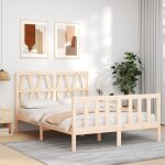 Cadre de lit 140x190 cm en pin massif naturel - pied de lit r�glable avec sommier � lattes