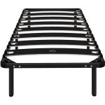 Cadre de lit 90 x 190 cm, lit simple avec sommier � lattes en bois massif et pied, avec rangement au ...