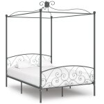 Cadre de lit  baldaquin sans matelas gris mtal 140x200 cm vidaxl