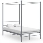 Cadre de lit � baldaquin sans matelas gris m�tal 140x200 cm vidaxl