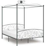 Cadre de lit  baldaquin sans matelas gris mtal 160x200 cm vidaxl