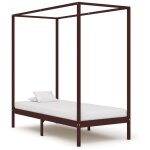 Vidaxl - cadre de lit � baldaquin marron fonc� pin massif 90 x 200 cm