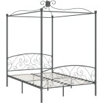 Cadre de lit à baldaquin sans matelas gris métal 140x200 cm vidaxl Cadre de lit à baldaquin sans matelas gris métal 140x200 cm vidaxl