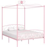 Cadre de lit � baldaquin sans matelas rose m�tal 160x200 cm vidaxl