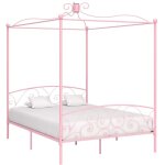 Cadre de lit  baldaquin sans matelas rose mtal 160x200 cm vidaxl