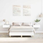 Cadre de lit blanc 140x190 cm bois d'ing�nierie avec sommier � lattes