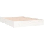 Cadre de lit blanc bois massif 120x190 cm petit double