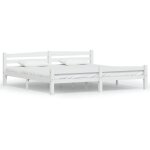 Cadre de lit blanc bois de pin massif 200x200 cm Cadre de lit blanc bois de pin massif 200x200 cm