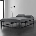 [en. casa] - cadre de lit kreta mtallique avec sommier  lattes 160x200 cm noir