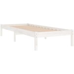 Cadre de lit � lattes en bois massif blanc kloza - style classique - 90x200