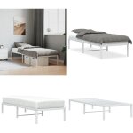 Cadre de lit m�tal sans matelas blanc 75x190 cm - cadre de lit blanc - lit en acier