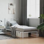 Cadre de lit m�tal sans matelas avec t�te de lit blanc 80x200cm